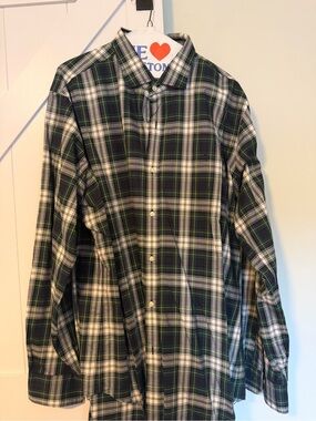 Ralph Lauren Green and White Plaid Button-Down Shirt
